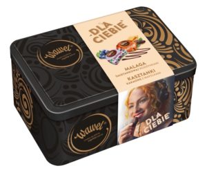 Wawel Puszka Malaga śmietankowa z rodzynkami i Kasztanki kakaowe z wafelkami
